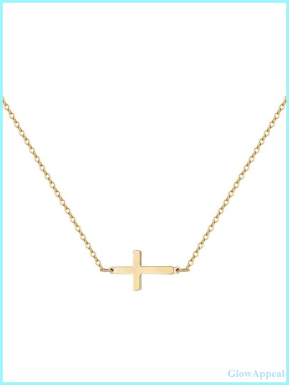 14K Gold Plated Sideways Cross Necklace Dainty Religious Jewelry Gift